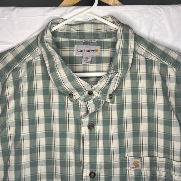 Carhartt Men's Plaid‎ Relaxed Fit Button Up Short Sleeve Shirt, 2XL - Picture 2 of 5